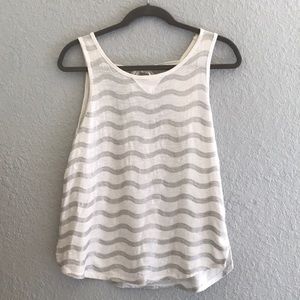 Anthropologie White Tank with Silver Sequin